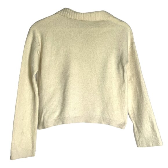 Everlane ReCashmere Button Mockneck Cashmere Blend Henley Cropped Sweater - Picture 3 of 10